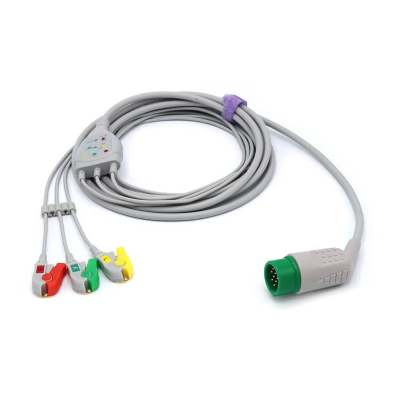 Compatible Medtronic-Physio Control ECG Cable 3 Leads IEC Pinch/Grabbe ...