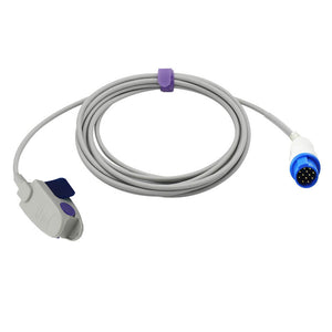 Compatible Biolight SpO2 Sensor Nellcor Oximax Tech Pediatric Clip 9.8 ft 12 Pins Connector - sinokmed